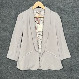 Skies Are Blue Sz Medium Blazer Jacket Gray Shawl Collar Office Career Preppy